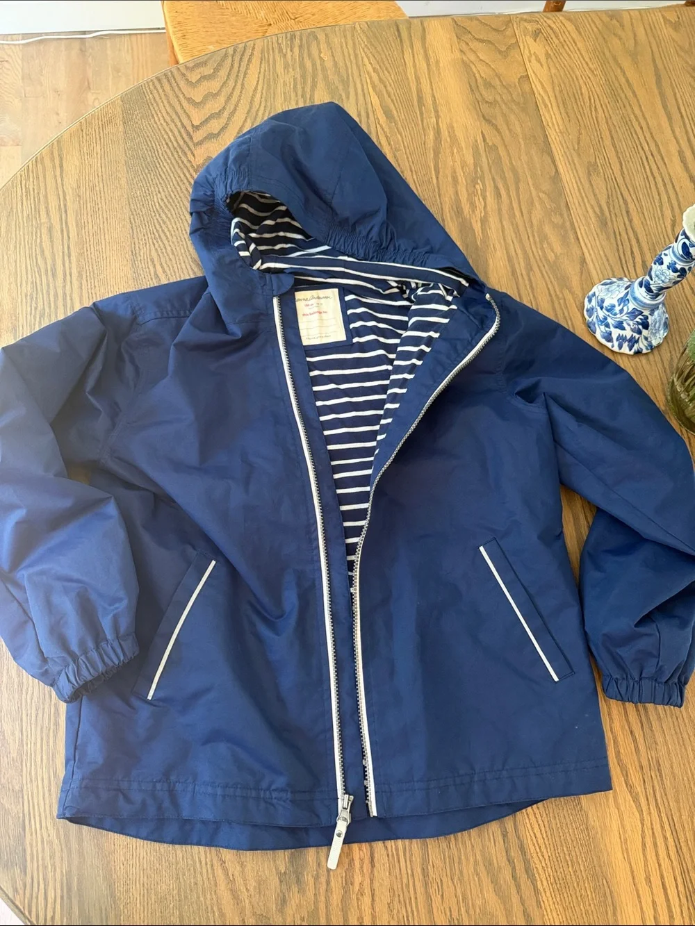 Hanna Andersson Navy and White Striped Lined Jacket